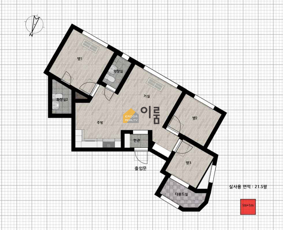 서울 광진구 중곡동 127-15 [5층 쓰리룸매매] 매가 6억7000관5 / 중곡동,대출,주차,협의후입주,에어컨2대,방3화2 매매 매물번호 14306 사진 2